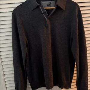 Raffi merino wool Men's Dark Gray Polo Sweater